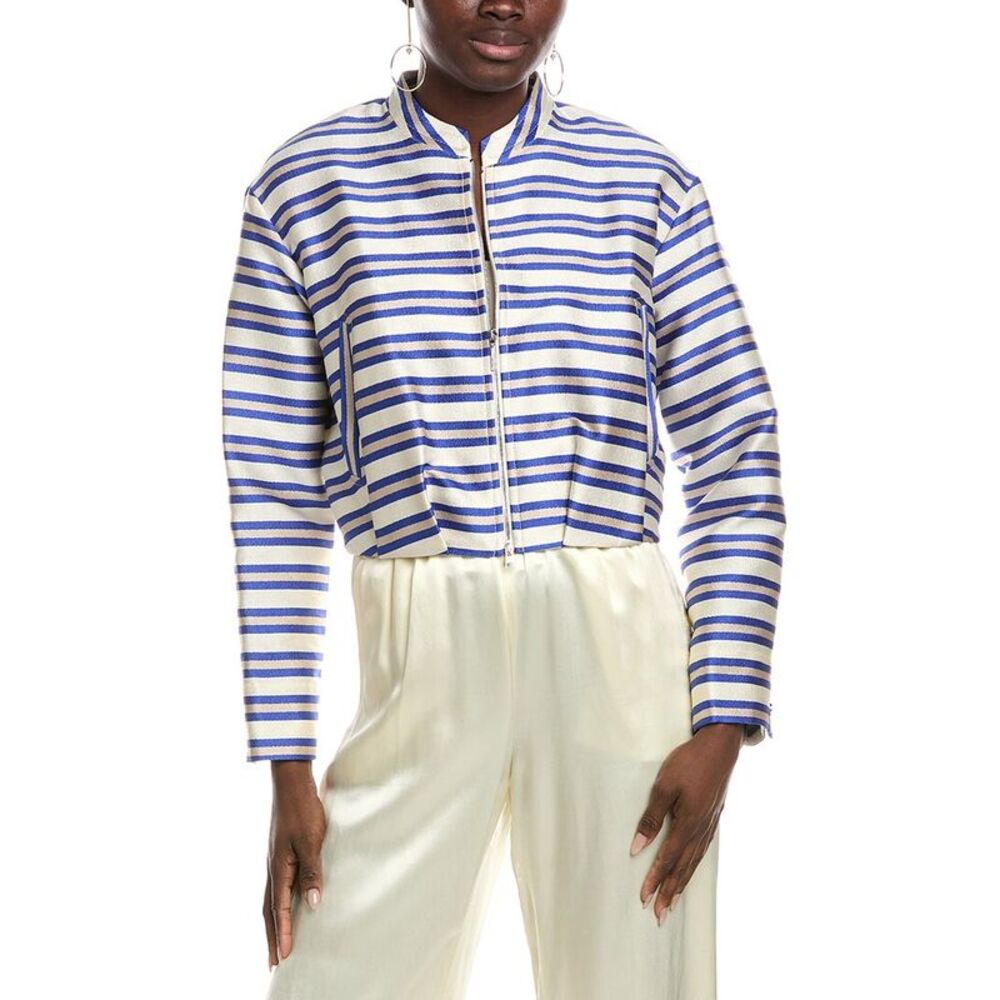 Marc Cain Womens  Stripe Jacket, Blue